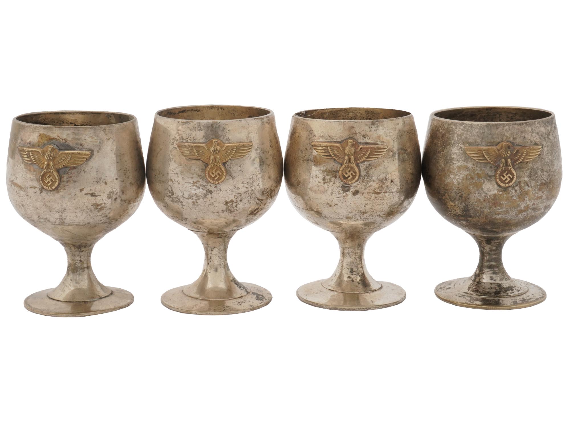 NAZI GERMAN WWII SILVERPLATED SCHNAPPS CUPS PIC-0